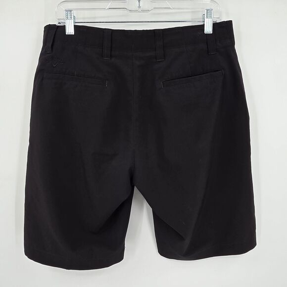 Callaway Golf Shorts Men's 32 Soild Black Flat Front Stretch Waist 10" Inseam - Picture 3 of 6